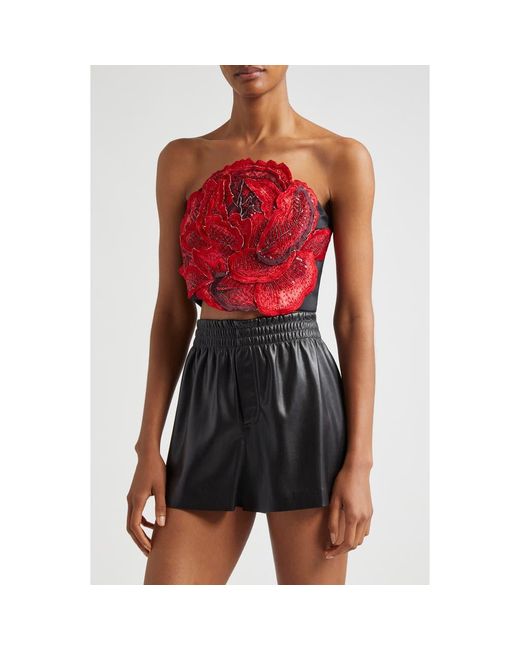 red bustier crop top