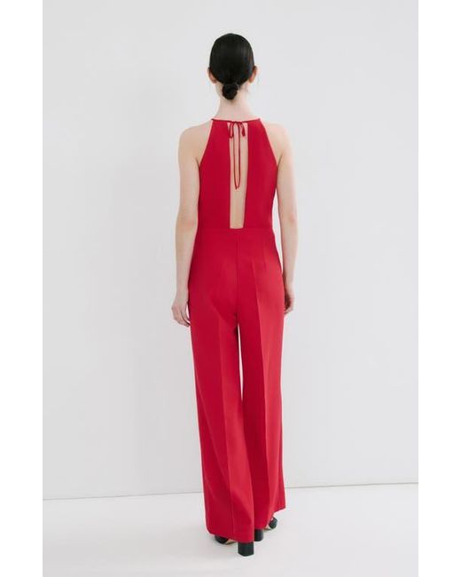 Mango Red Open Back Halter Neck Jumpsuit