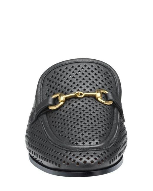 Johnston & Murphy Black Ali Perforated Bit Mule