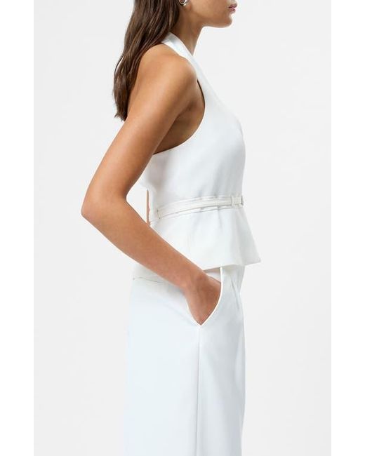 French Connection Harry Belted Suiting Halter Top in White | Lyst
