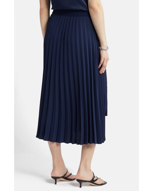 Nordstrom Blue Pleated Asymmetric Hem Midi Skirt