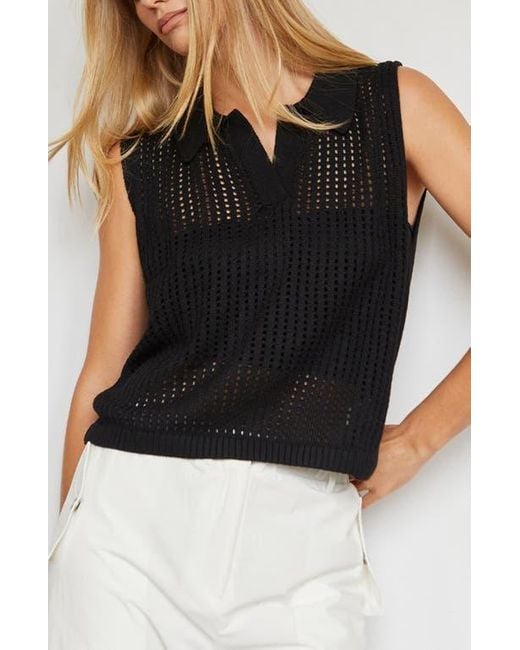 Crescent Black Netted Knit Top