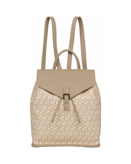 Lancaster Natural Backpack With Flap And Snap Closure Ikon