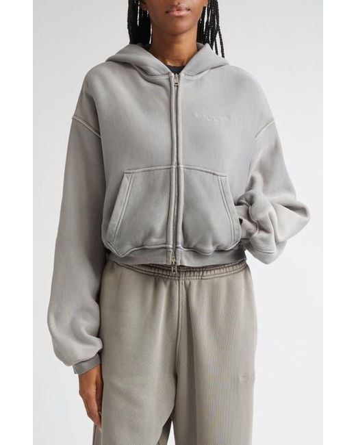 Alexander Wang Gray Oversize Crop Full Zip Hoodie