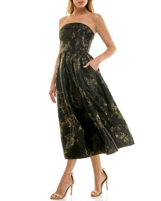 Socialite Women's Black Metallic Strapless Gown