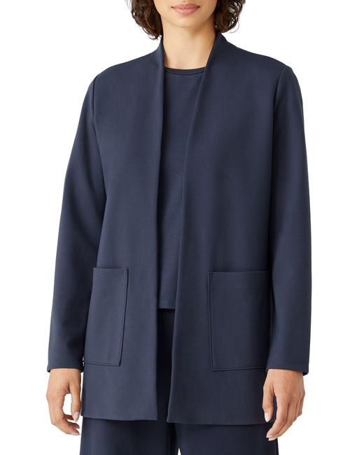 Eileen Fisher Blue Open Front Long Jacket