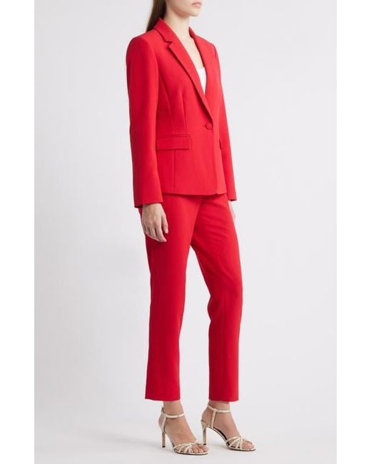 Tahari Red One-Button Crepe Jacket & Pants Set