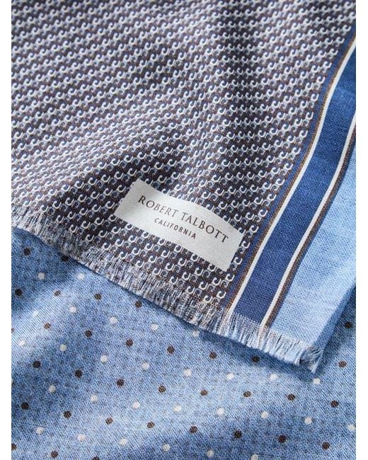 Robert Talbott Blue Niven Houndstooth Scarf for men