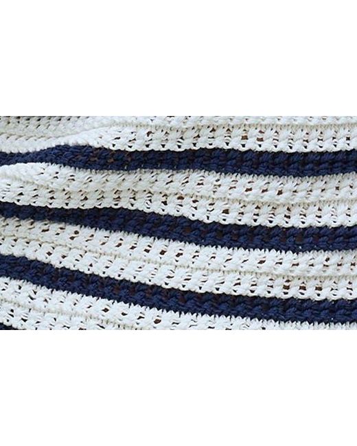 Madewell Blue Stripe Crochet Crewneck Sweater Tank