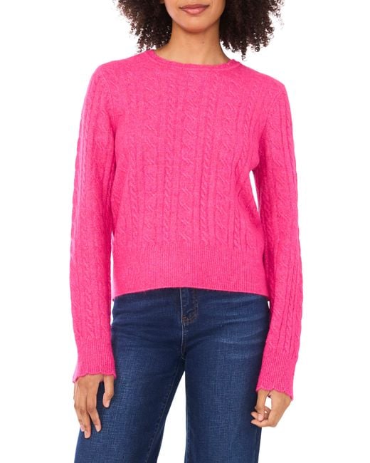 Cece Red Cable Stitch Sweater