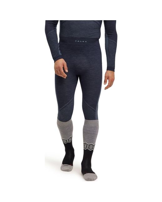 Falke Blue Wool Tech 3/4 Trend Base Layer Bottom for men