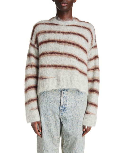 Acne Multicolor Brushed Intarsia Stripe Crewneck Sweater for men