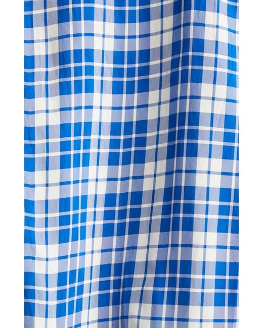Proenza Schouler Blue Bronwen Plaid Hammered Viscose Button-Up Shirt