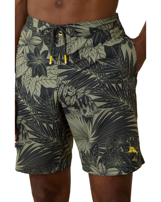 Tommy Bahama Black Baja Santiago Palms Board Shorts for men