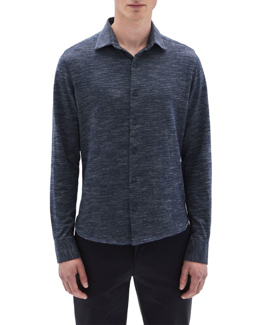 Robert Barakett Blue Capri Chevron Jacquard Cotton Knit Button-up Shirt for men