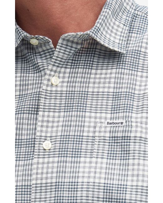 Barbour Gray Springside Regular Fit Plaid Short Sleeve Button-up Shirt for men