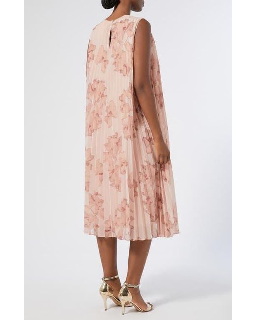 Marina Rinaldi Pink Oria Floral Sleeveless Pleated Dress