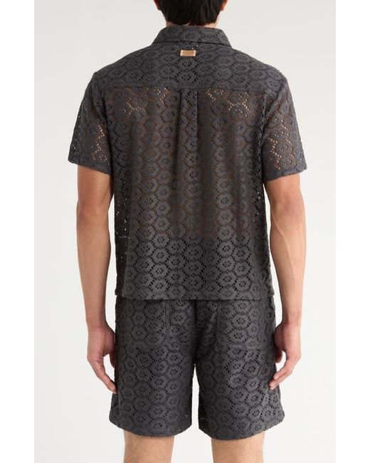 Honor The Gift Black Open Stitch Short Sleeve Button-Up Shirt for men
