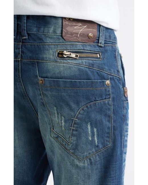 Level 7 Blue Relaxed Bootcut Jeans for men