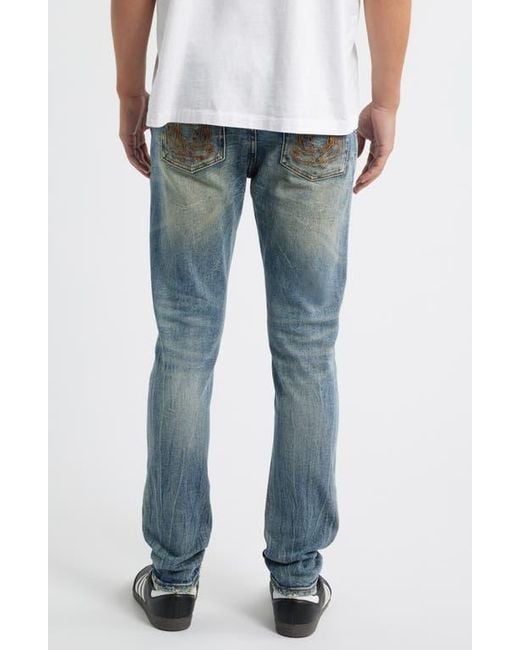 BBCICECREAM Blue Bb Trek Slim Fit Distressed Jeans for men