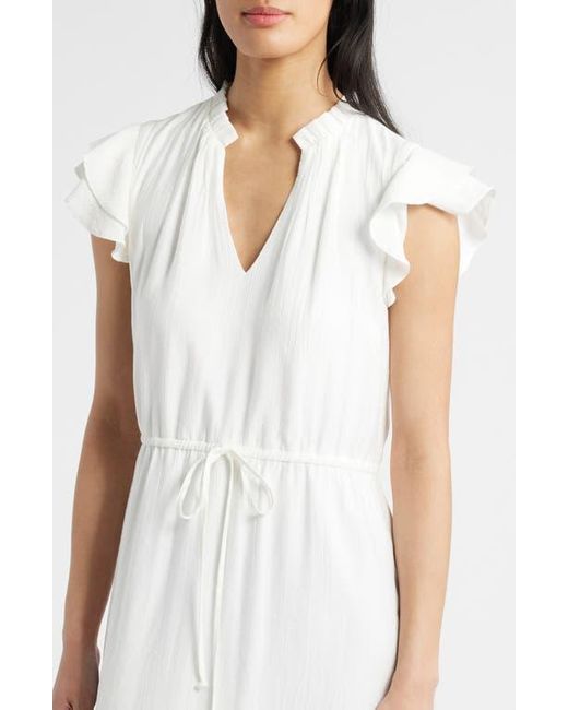 Julia Jordan White Flutter Sleeve Midi Dress