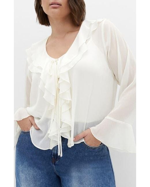 City Chic White Lushious Tiered Ruffle Top