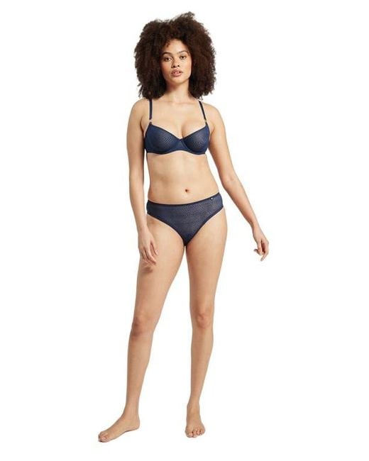 Nudea Blue The Sheer Deco High Leg Brief