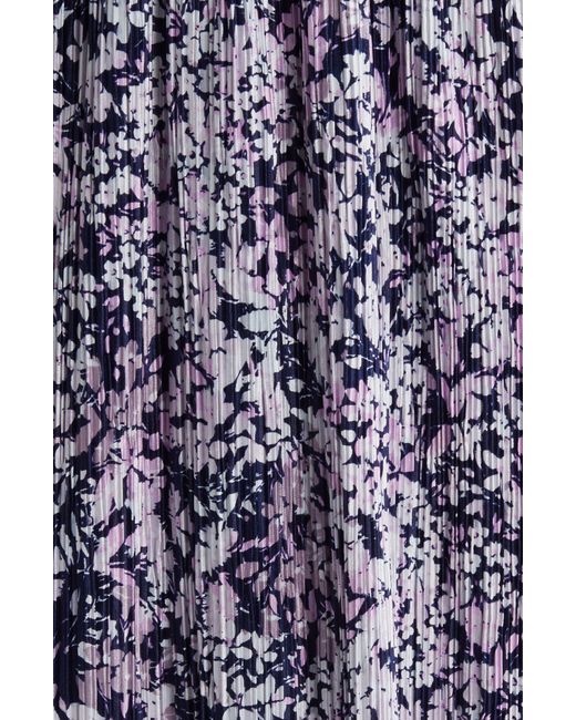 Chelsea28 Purple Flutter Sleeve Plissé Midi Dress