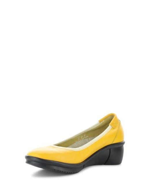 Softinos Yellow Rem Platform Wedge Pump