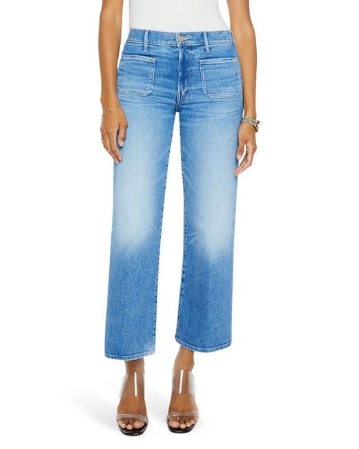 Mother Blue The Maven Patch Pocket Ankle Wide Leg Jeans