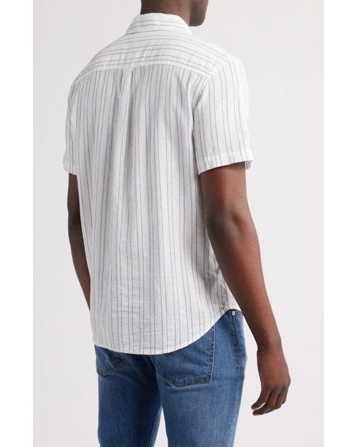 AG Jeans White Aiden Stripe Short Sleeve Button-Up Shirt for men