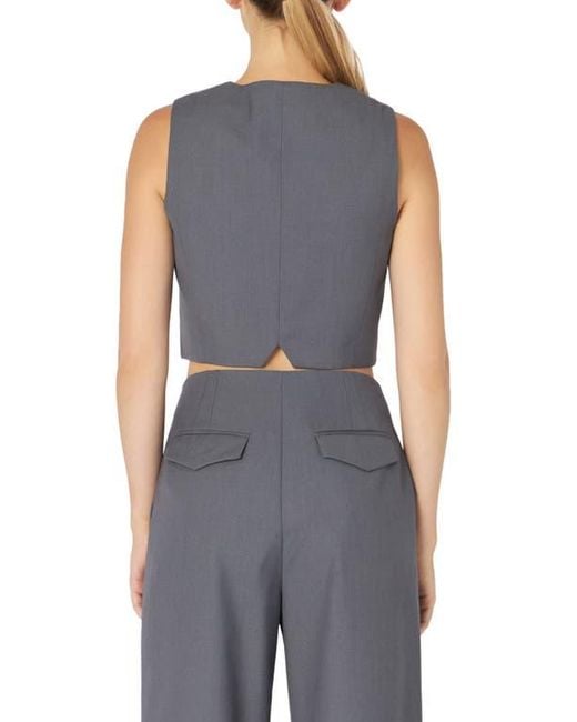 Grey Lab Blue Button-Up Crop Vest