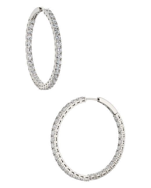 Nadri Perfect Inside Out Hoop Earrings in Metallic | Lyst