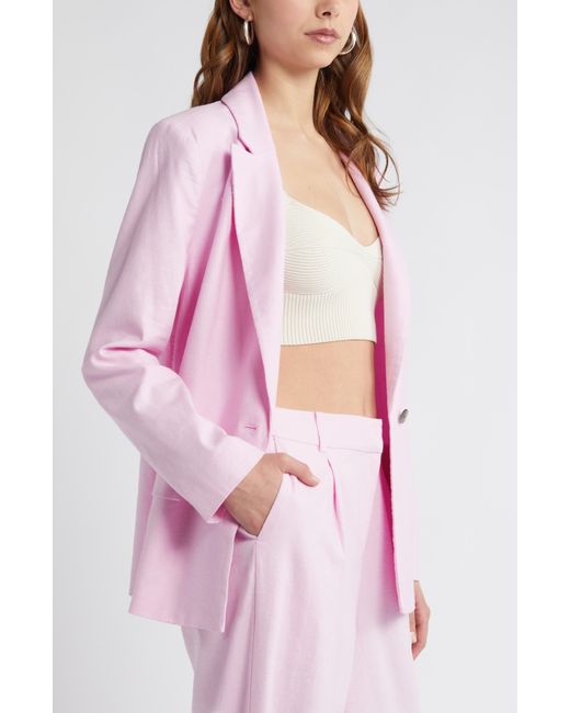 Open Edit Pink Linen Blend Blazer