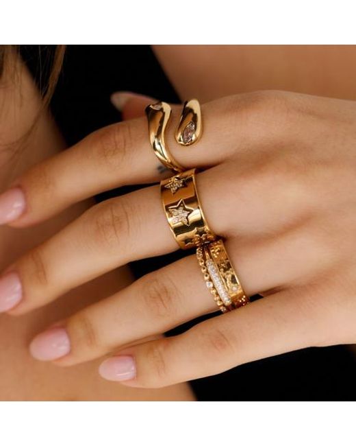 Mazin Jewels Metallic Mallorca Ring With Stones