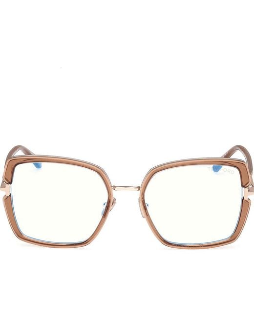 Tom Ford Brown 55Mm Square Light Blocking Optical Glasses