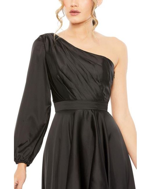 Mac Duggal Black High Low One Shoulder Flowy Gown