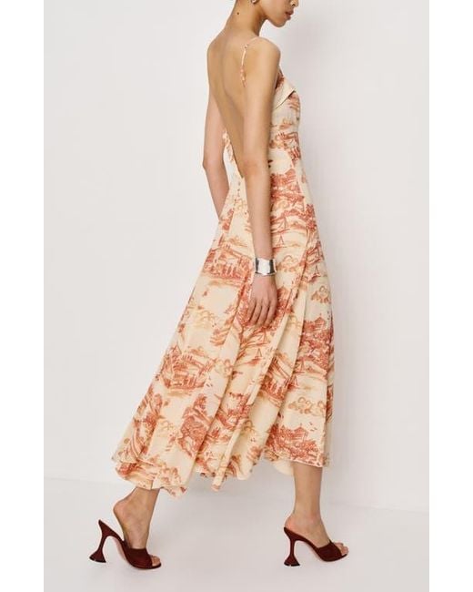 Reformation Multicolor Fredo Landscape Print Open Back Dress