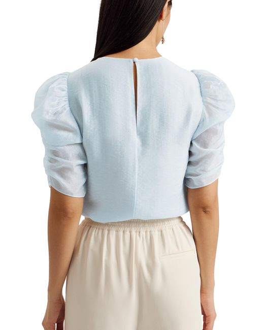 Ted Baker Blue Sachiko Ruched Elbow Sleeve Top