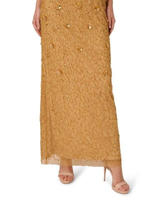 Adrianna Papell Multicolor Beaded Sleeveless Column Gown