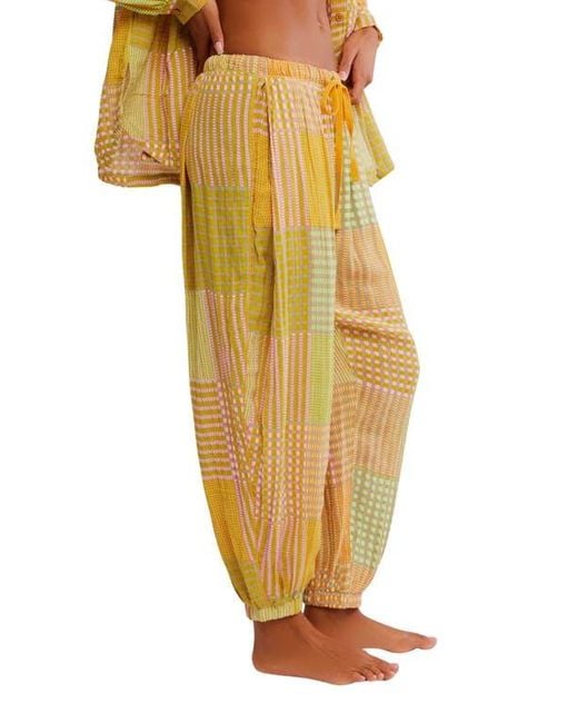 Free People Yellow Night After Night Pajama Pants