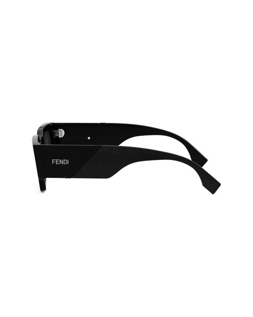 Fendi Black The Diagonal 51mm Rectangular Sunglasses for men