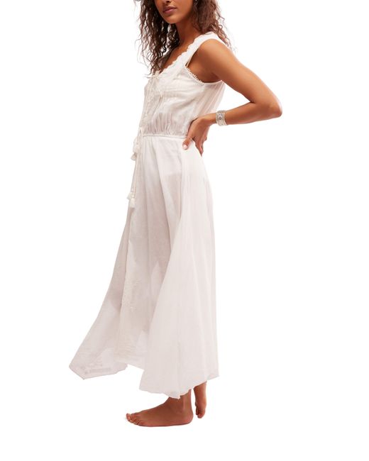 Free People White Country Charm Maxi Bodysuit