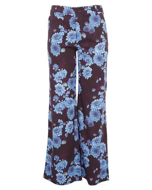 Lords of Harlech Blue Phillis Wide Leg Tailored Pant Montgat Paisley