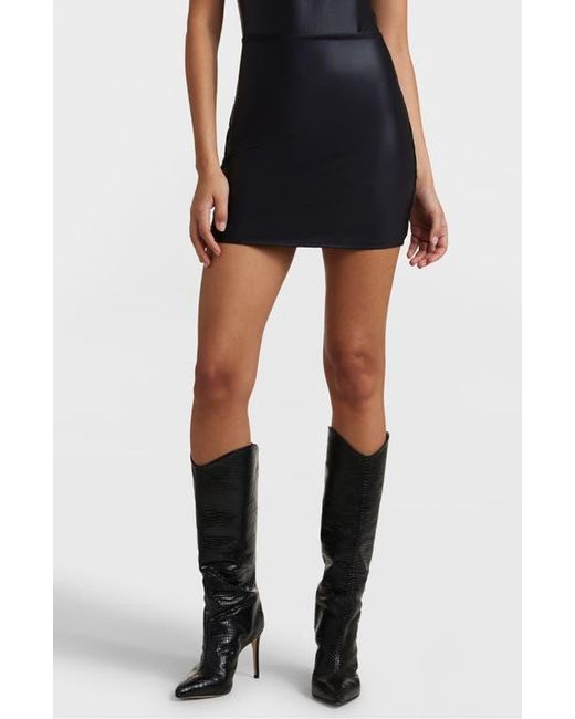 Commando Black Matte Metallic Micromini Skirt With Shorts