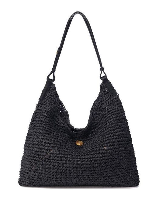 orYANY Black Raffia Triangle Shoulder Bag