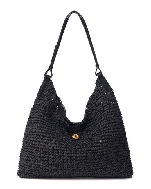 orYANY Black Raffia Triangle Shoulder Bag