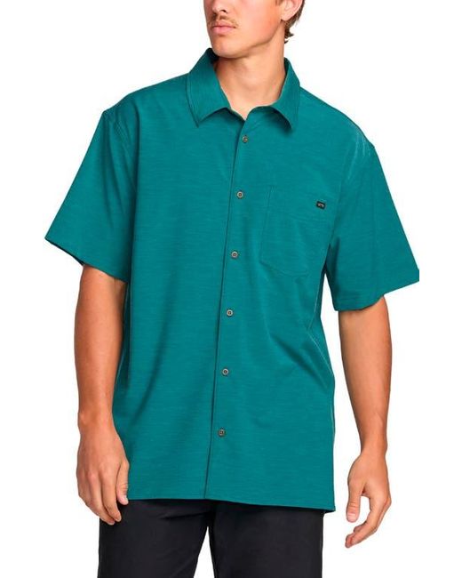 Billabong Green Surftrek Print Short Sleeve Button-Up Shirt for men