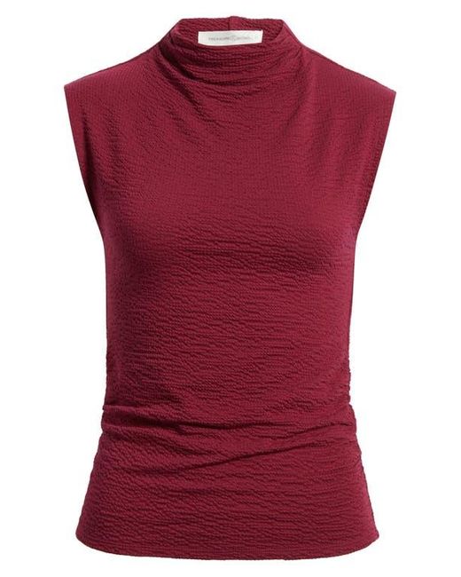 Treasure & Bond Red Crinkle Mock Neck Top