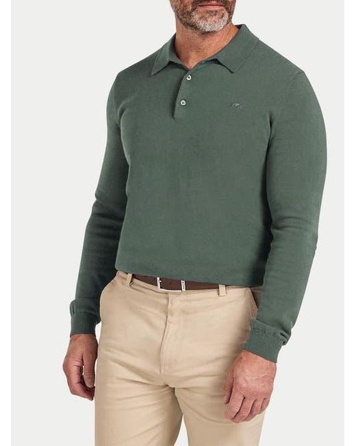 Raging Bull Green Long Sleeve Knitted Polo Shirt for men